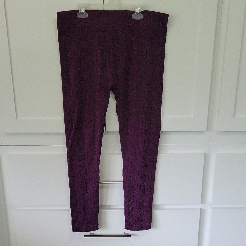 Time and Tru Purple Women's Fleece Lined Leggings